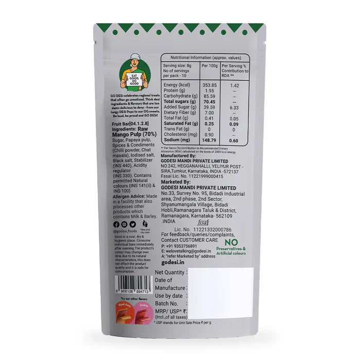 Fruiti Twist pack of 10 - kaccha aam - GO DESi