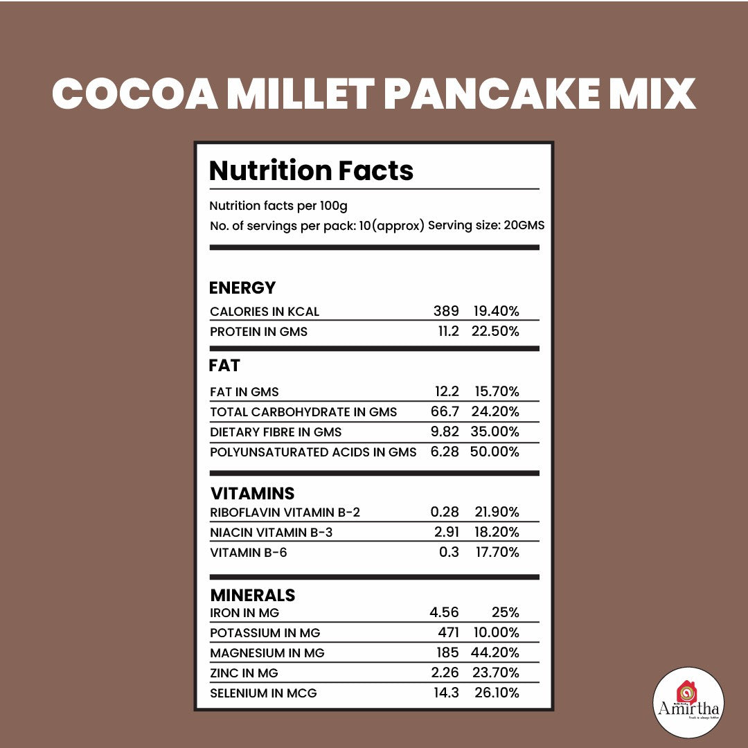 Cocoa Millet Pancake Mix - Amirtha Health Foods