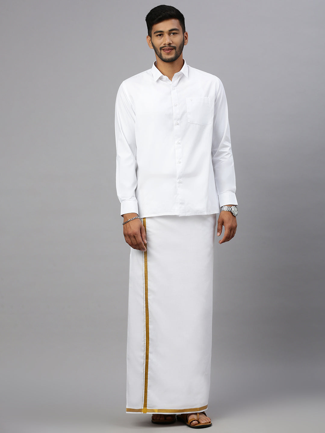 Regular single layer Jari Dhoti - Ramraj Cotton