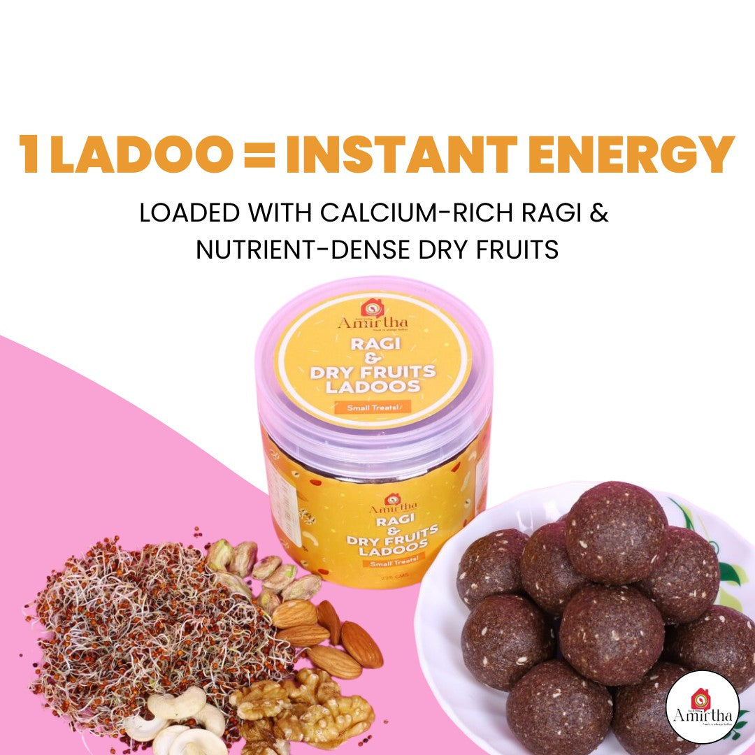 Sprouted Ragi & Dry Fruits Ladoos - Amirtha Health Foods