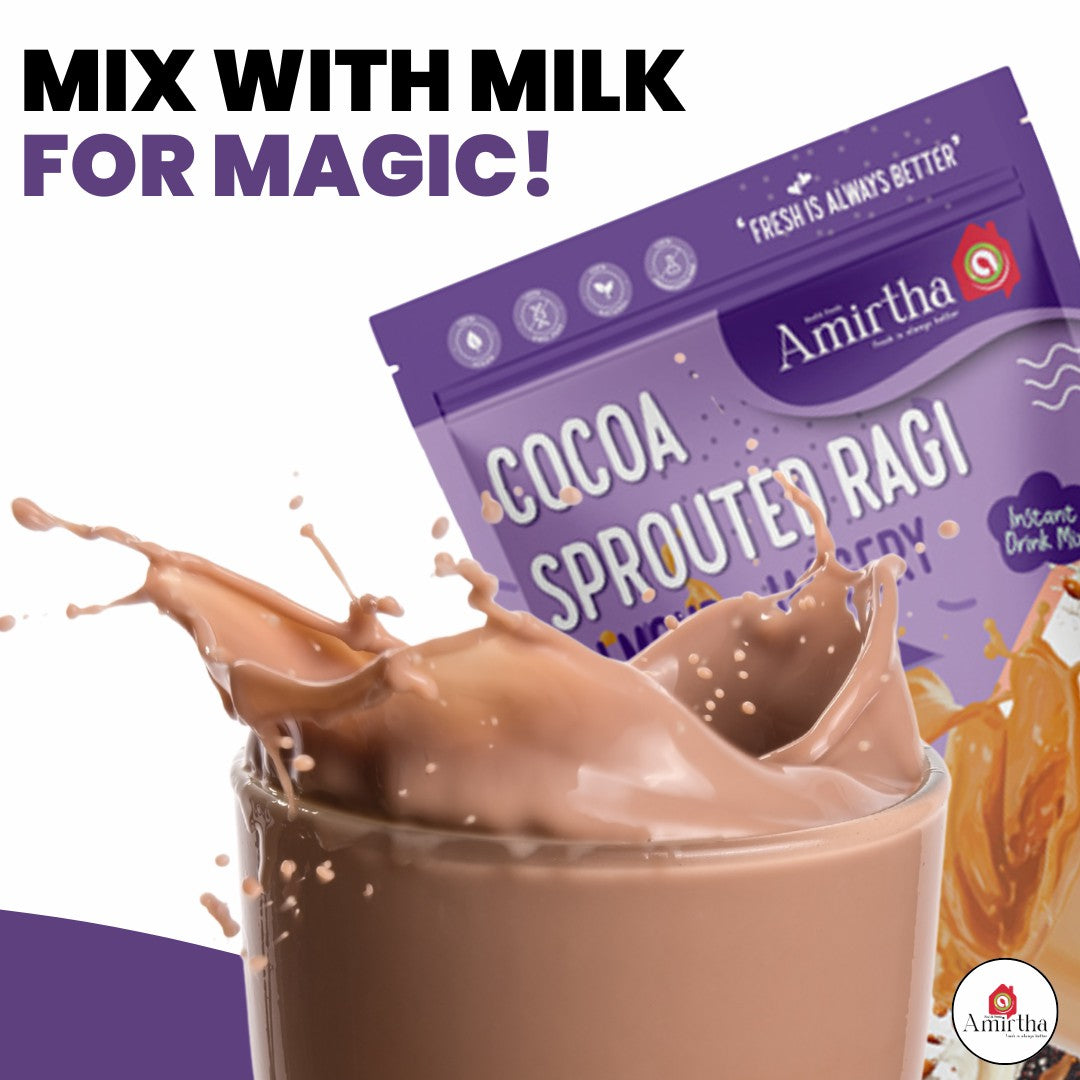 Cocoa Sprouted Ragi Almond Drink Mix - Amirtha Health Foods