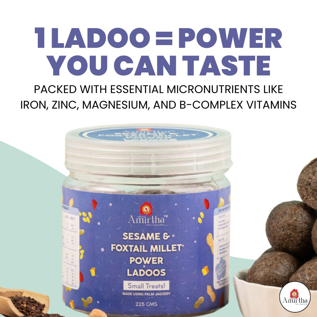 Sesame & Foxtail Millet Power Ladoos - Amirtha Health Foods