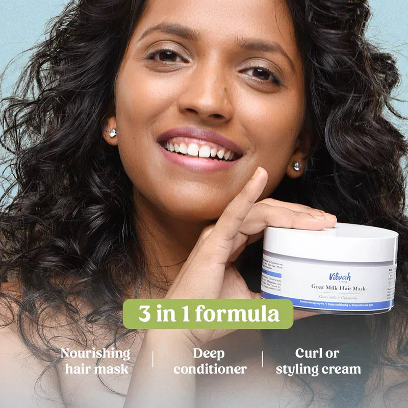 Goat Milk Hair Mask (Frizz, Flyaway - Control ) - Vilvah