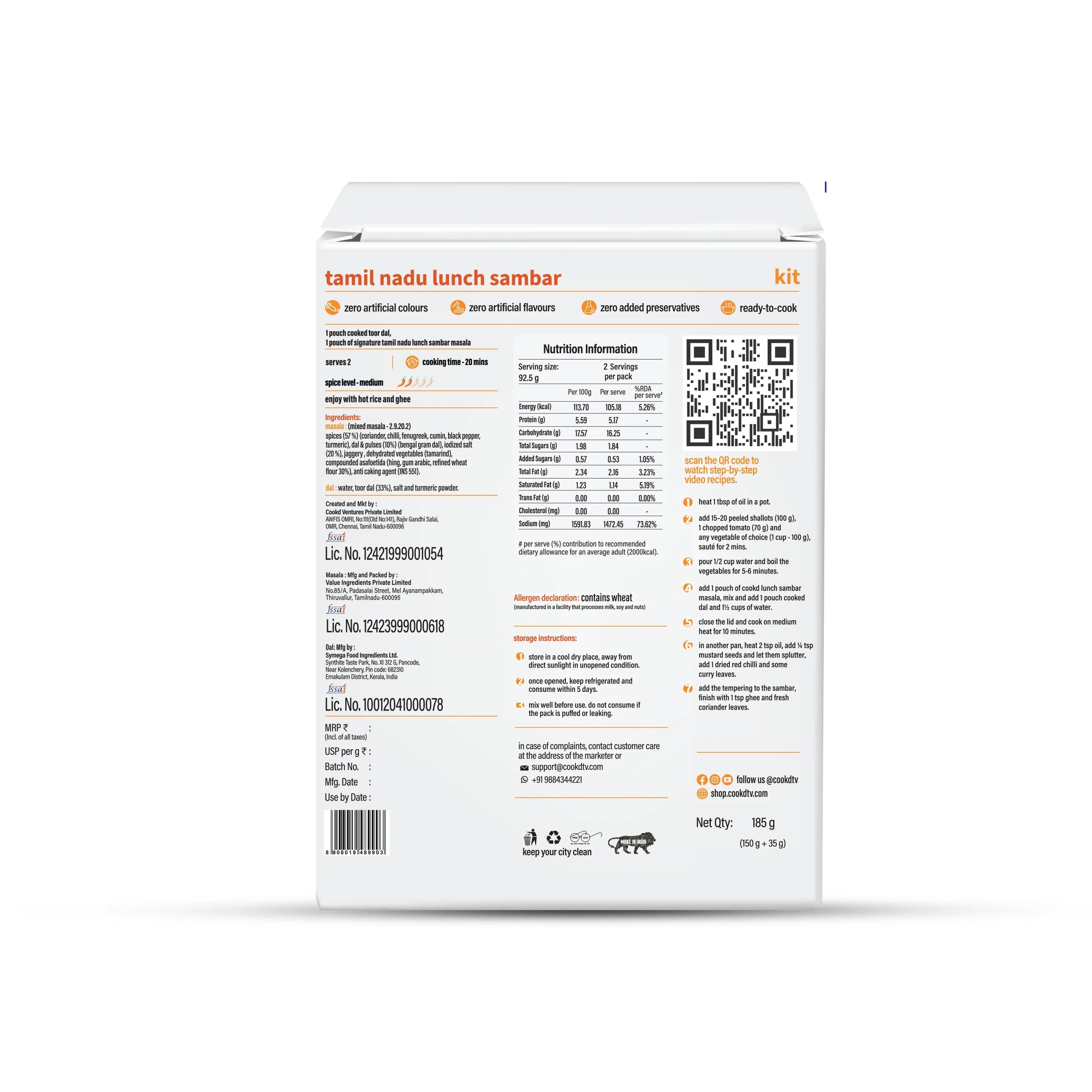 TamilNadu Lunch Sambar Masala - Cookd