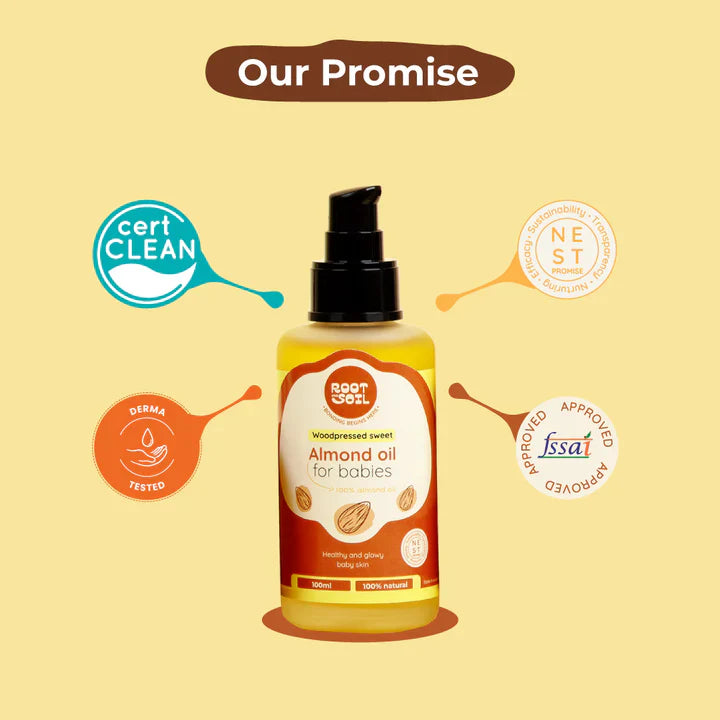 Wood-Pressed Sweet Almond Oil For Babies Root and Soil
