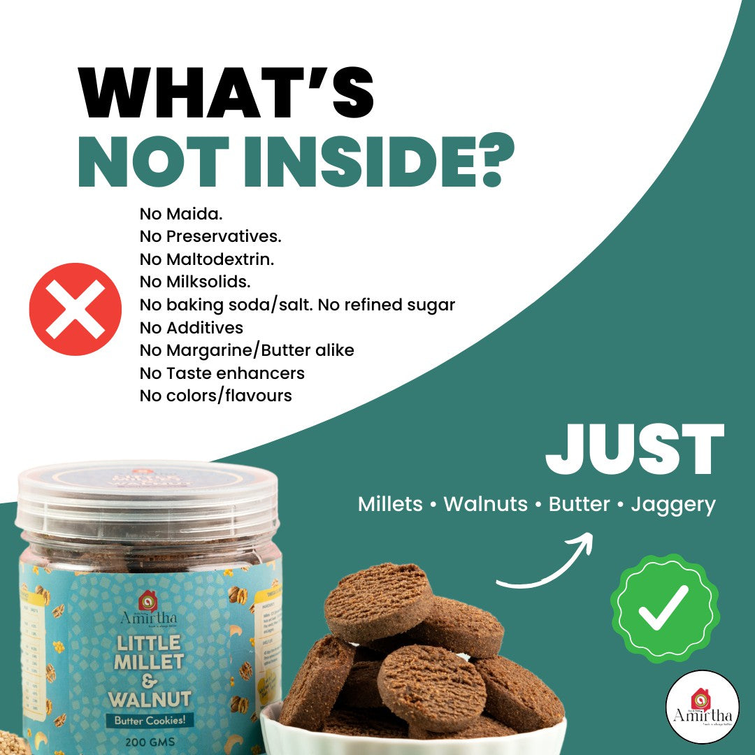 Little Millet & Walnut Butter Cookies - Amirtha Health Foods