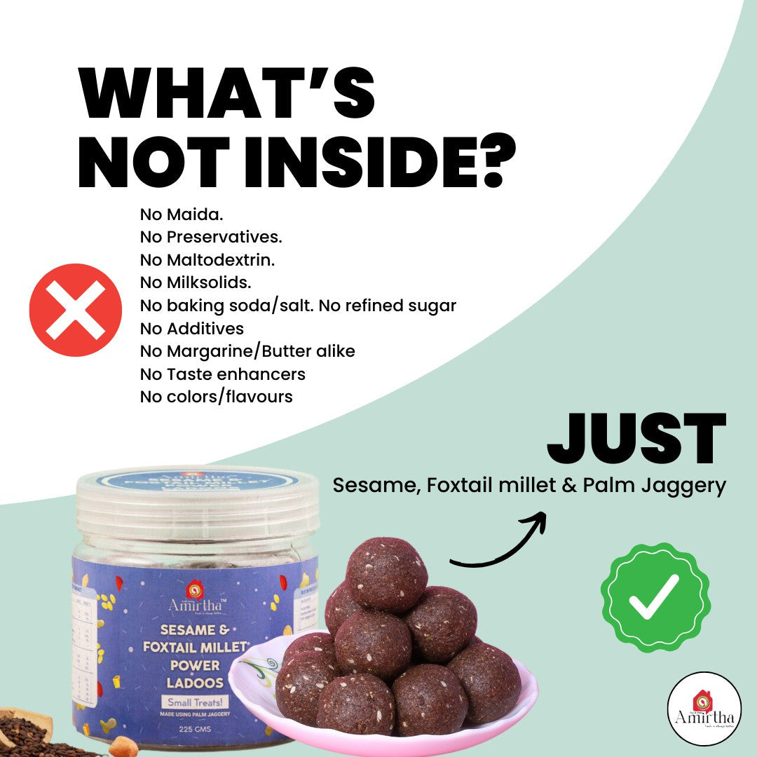 Sesame & Foxtail Millet Power Ladoos - Amirtha Health Foods