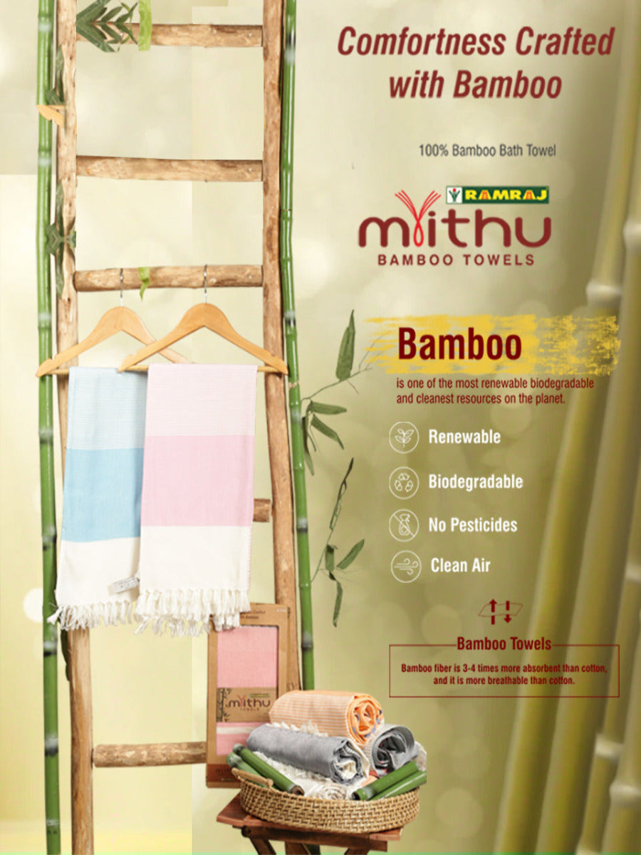 Towel-Ultra Soft & Quick Absorbent Bamboo Colours Bath Towel (Size 0.90mX1.80m) Assorted - Ramraj Cotton