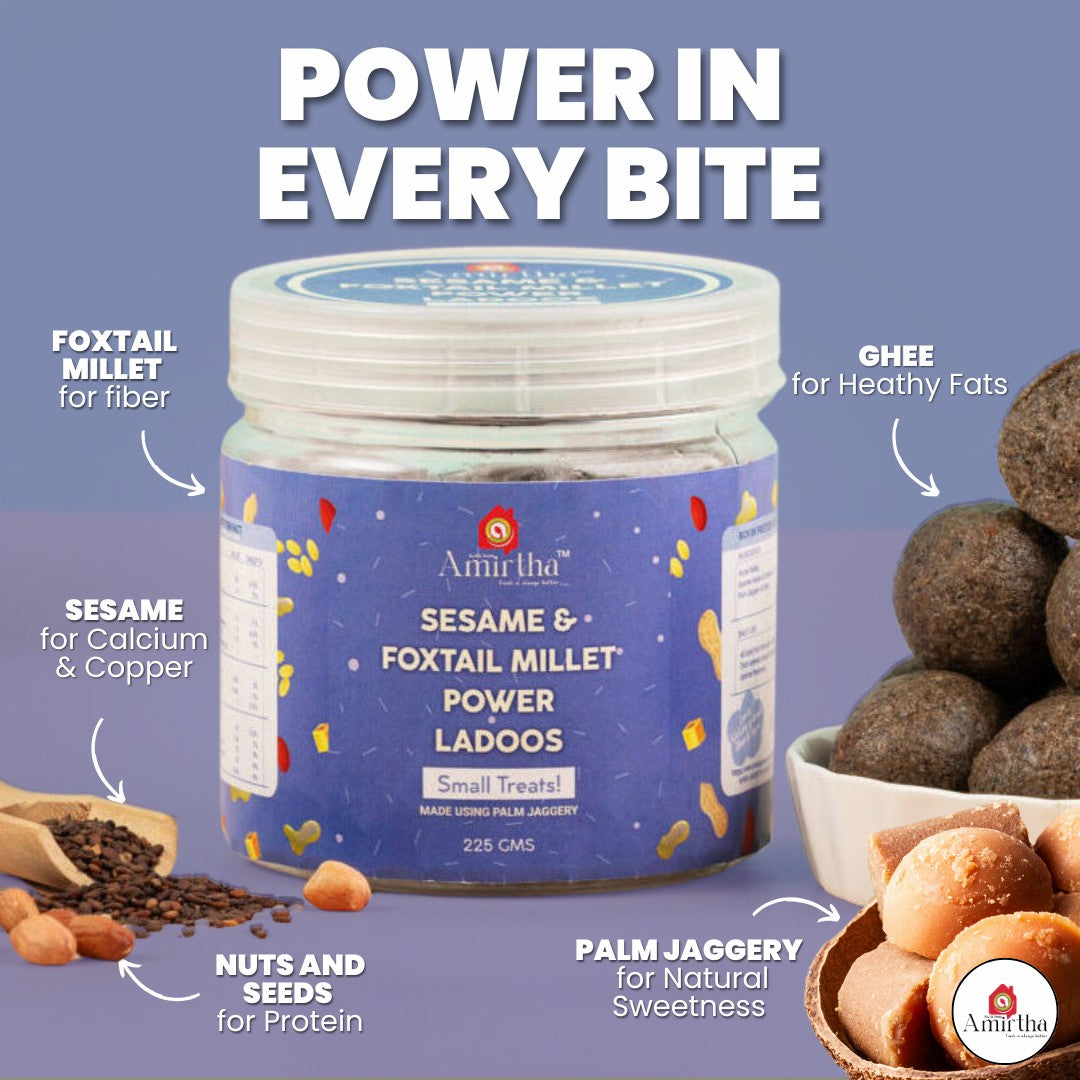 Sesame & Foxtail Millet Power Ladoos - Amirtha Health Foods