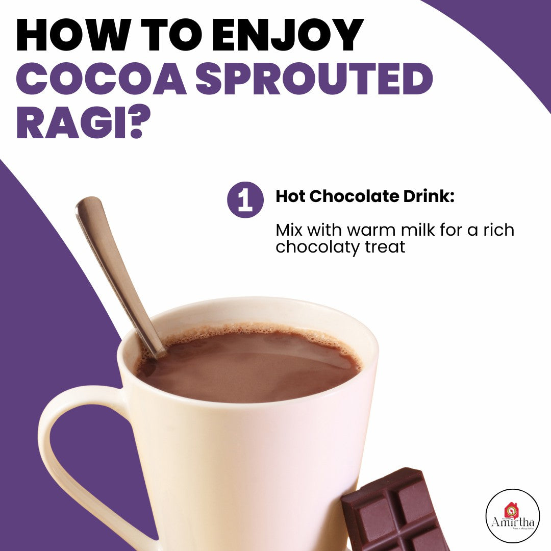 Cocoa Sprouted Ragi Almond Drink Mix - Amirtha Health Foods