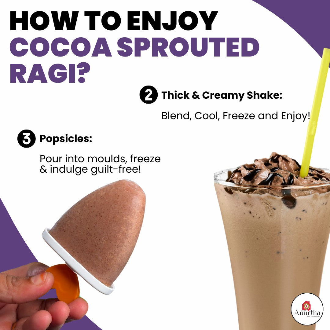 Cocoa Sprouted Ragi Almond Drink Mix - Amirtha Health Foods