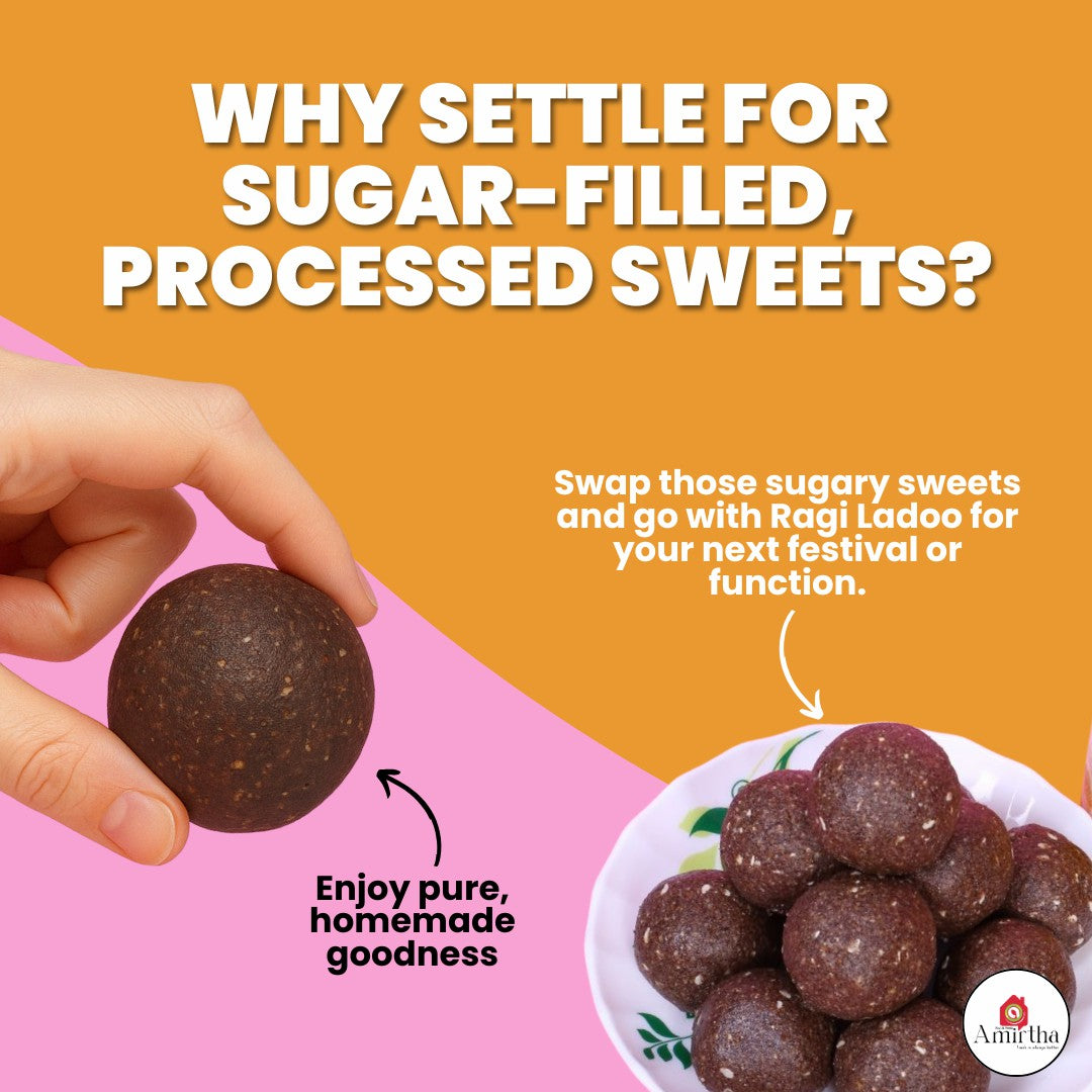 Sprouted Ragi & Dry Fruits Ladoos - Amirtha Health Foods