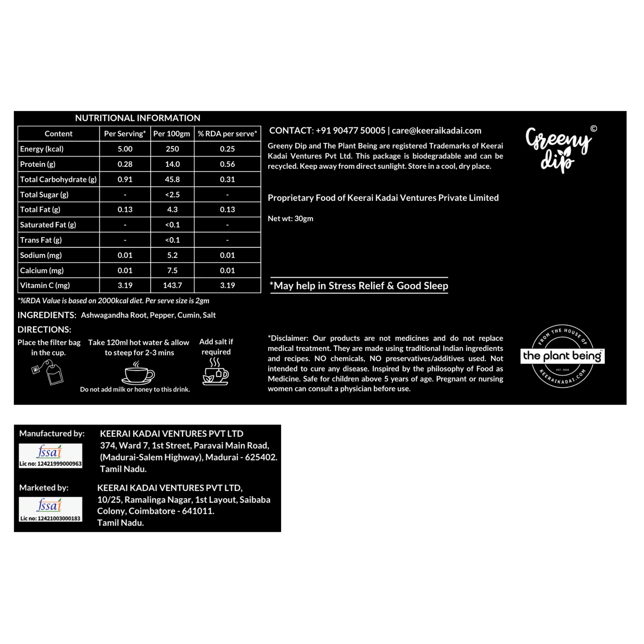 Dip Soup - Ashwagandha Wellness Sachet - Keerai Kadai