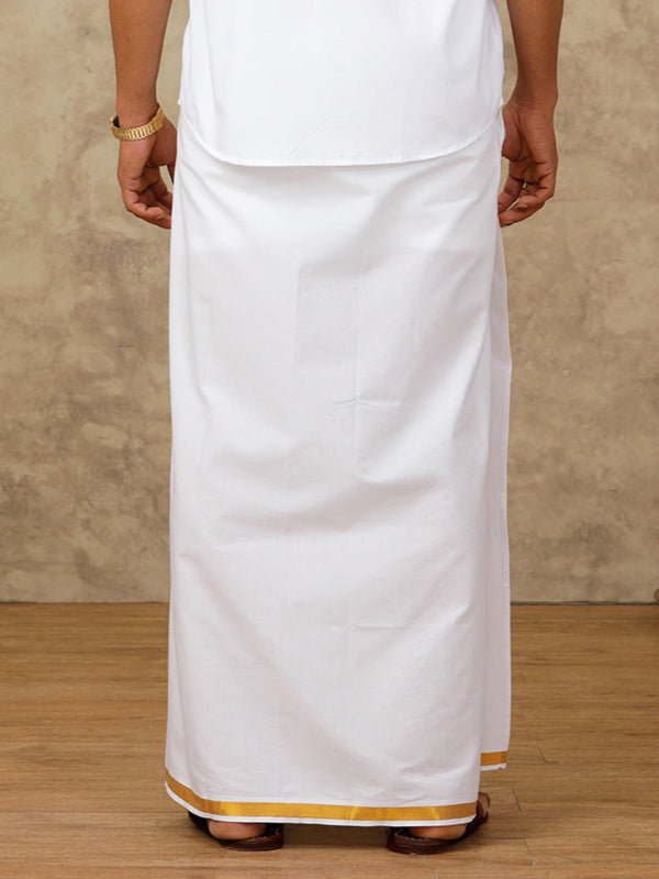 Readymade Single Layer Gold Jari Dhoti - Ramraj Cotton