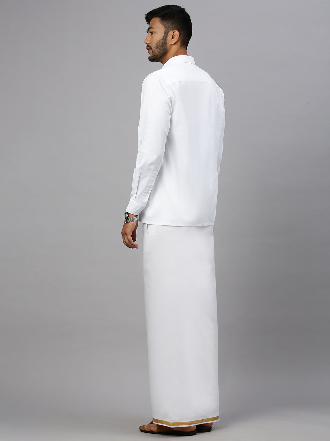 Regular single layer Gold Jari Dhoti - Ramraj Cotton