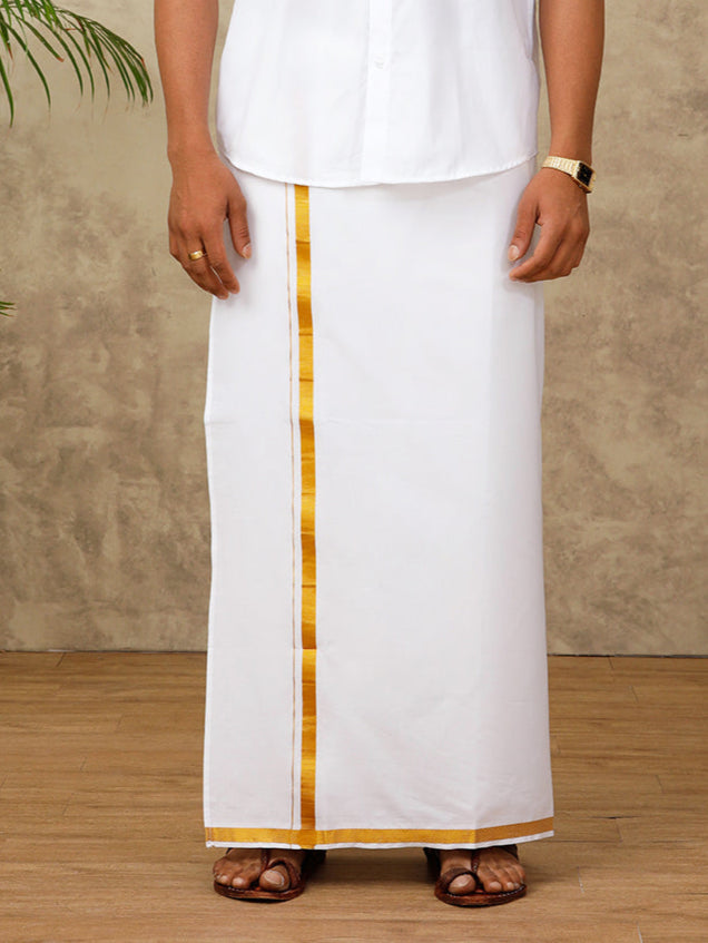 Readymade Single Layer Gold Jari Dhoti - Ramraj Cotton