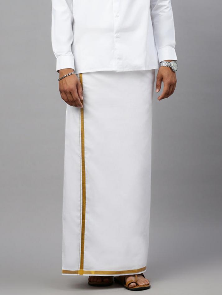 Regular Double Layer Gold Jari Dhoti - Ramraj Cotton