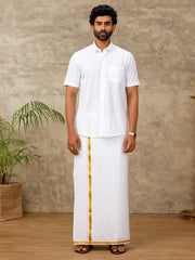 Readymade Single Layer Gold Jari Dhoti - Ramraj Cotton