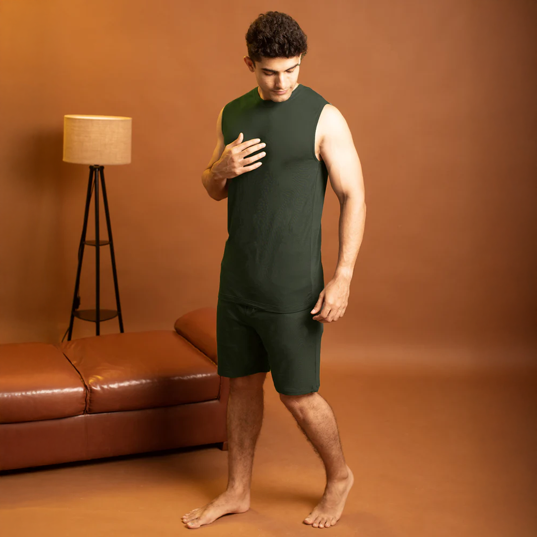 Hushy Bamboo Shorts(Dark Green) - Soft Sleep