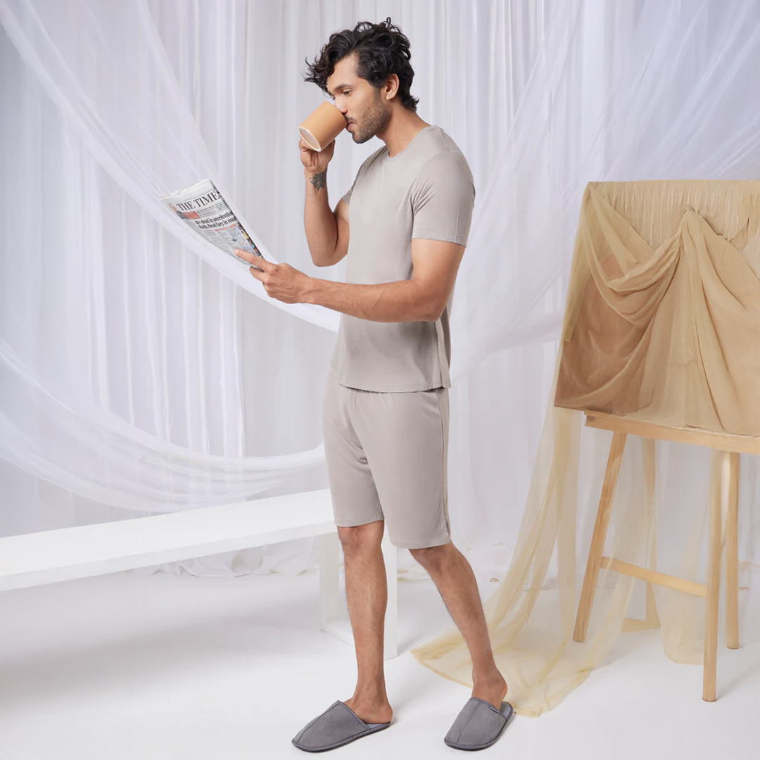 Cosmo Bamboo T-Shirt(Grey Mocha) - Soft Sleep