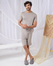Hushy Bamboo Shorts(Grey Mocha) - Soft Sleep