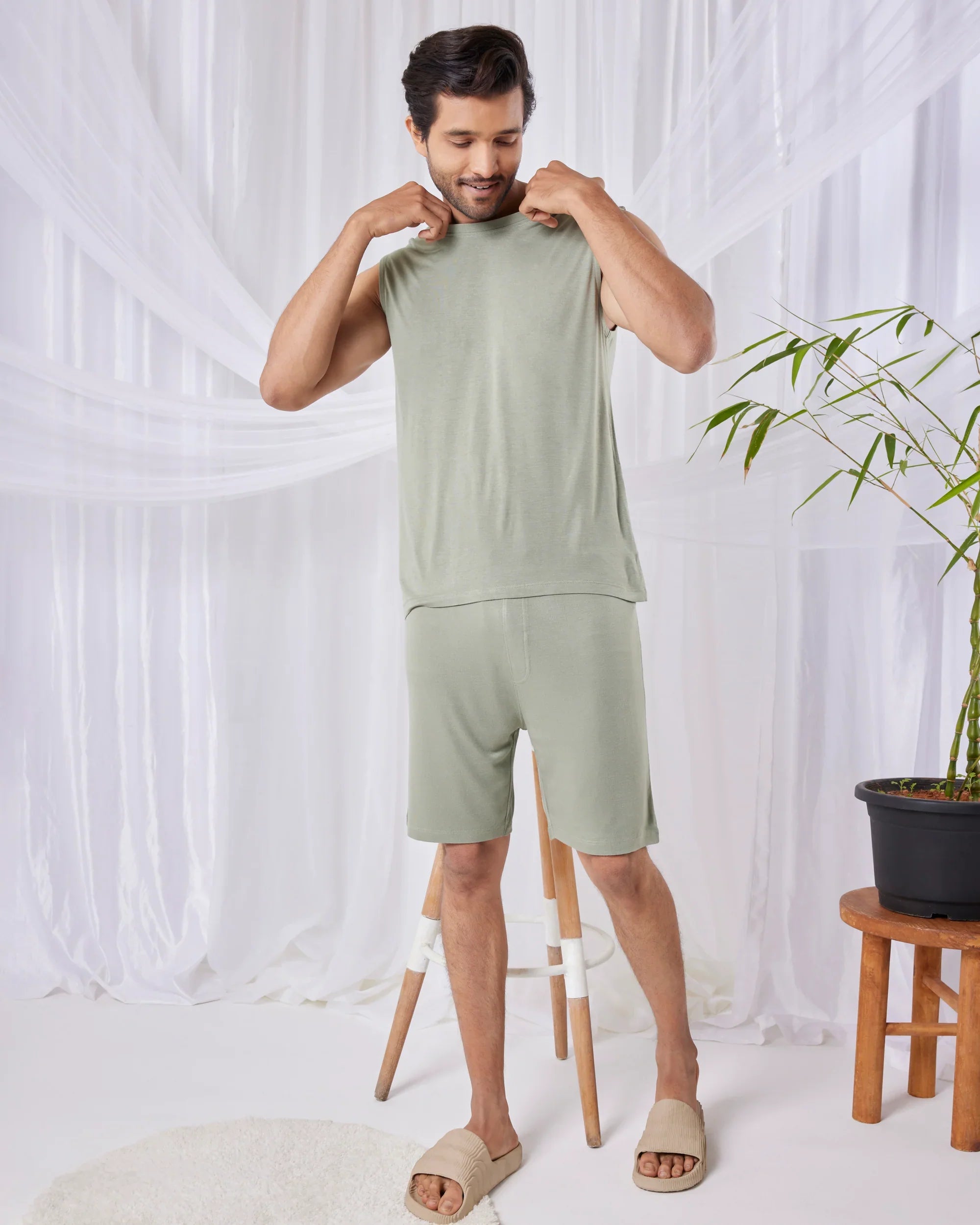 Hushy Bamboo Shorts(Laurel Green) - Soft Sleep