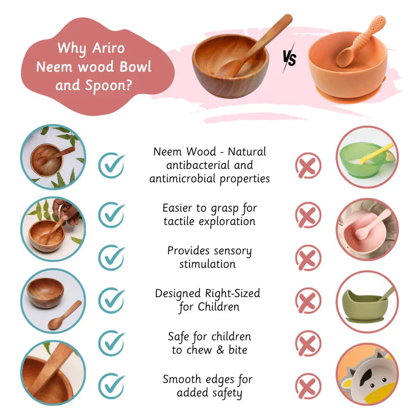 Neem Wooden Bowl and Spoon - Ariro Toys