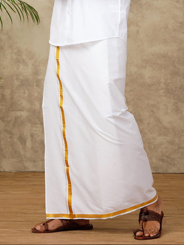 Readymade Single Layer Gold Jari Dhoti - Ramraj Cotton