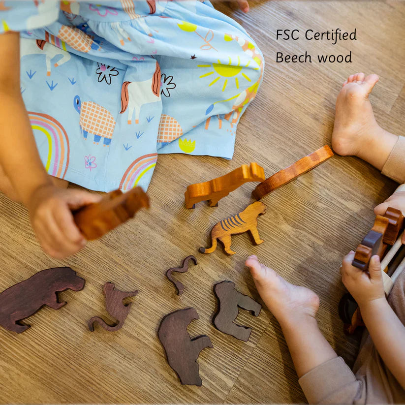 Wooden Wild Animals Set of 12 - Ariro toys