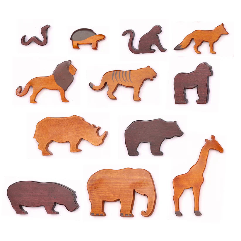 Wooden Wild Animals Set of 12 - Ariro toys