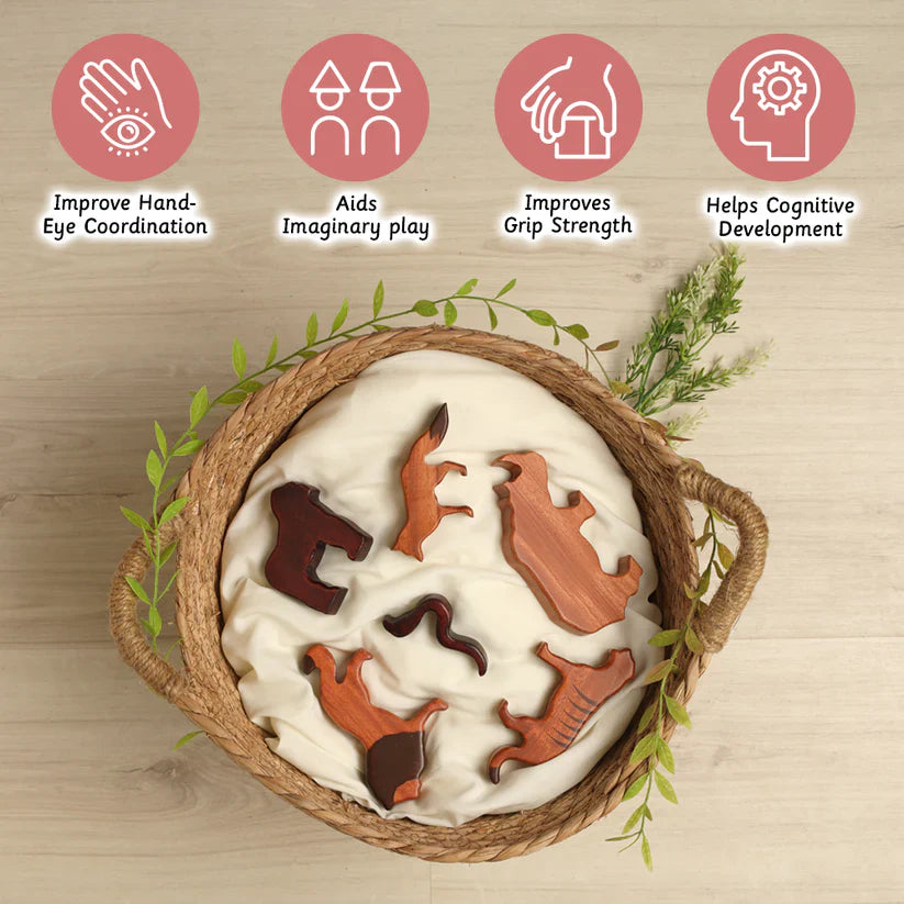 Wooden Wild Animals Set of 12 - Ariro toys