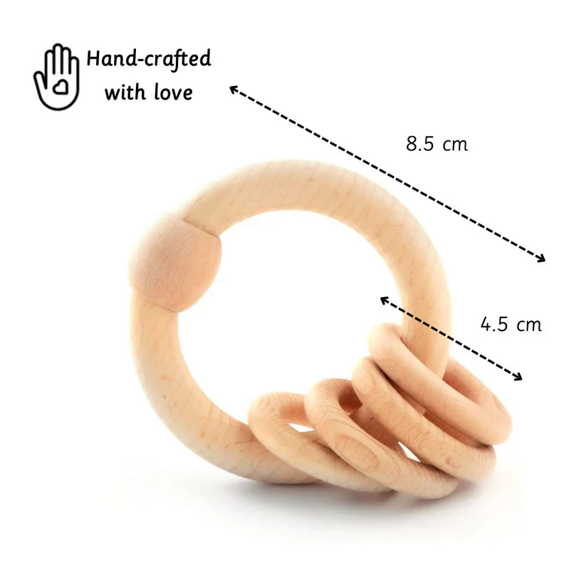 Wooden Rattle - Circular Natural -  Ariro Toys