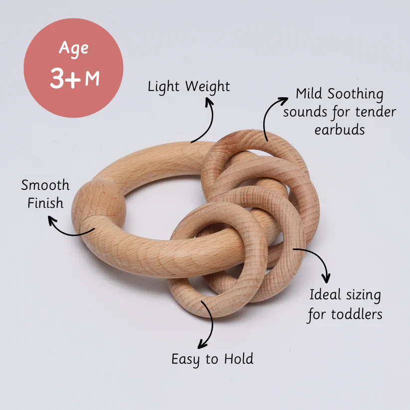 Wooden Rattle - Circular Natural -  Ariro Toys