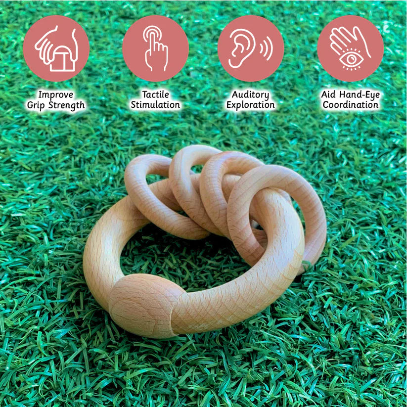 Wooden Rattle - Circular Natural -  Ariro Toys